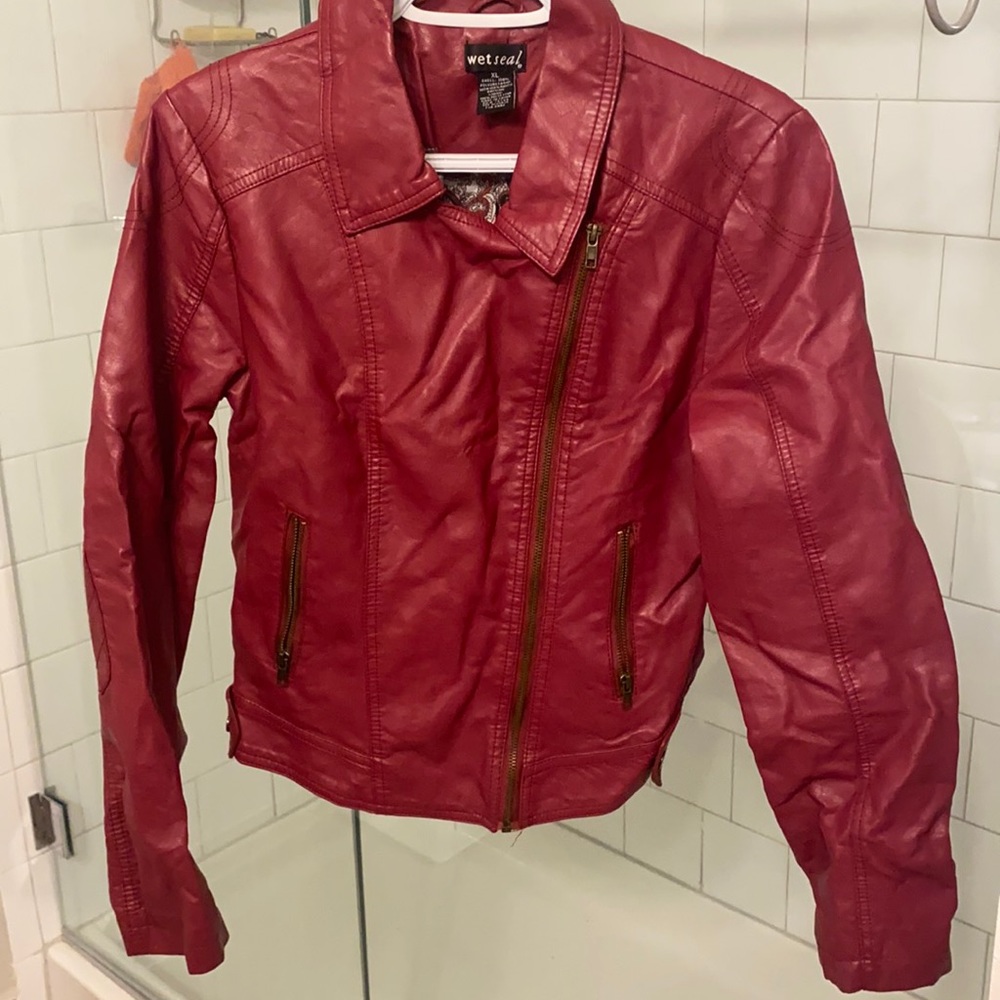 Red leather jacket
